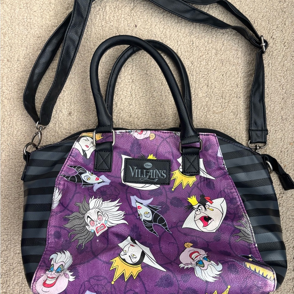 Loungefly Villains Purple and Black Shoulder Bag